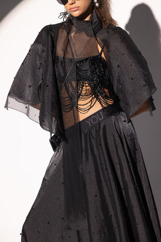 PEARL DETAILED CHIFFON CAPE