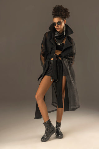 LONG YOU TRENCH COAT WITH POCKETS AND COLLAR