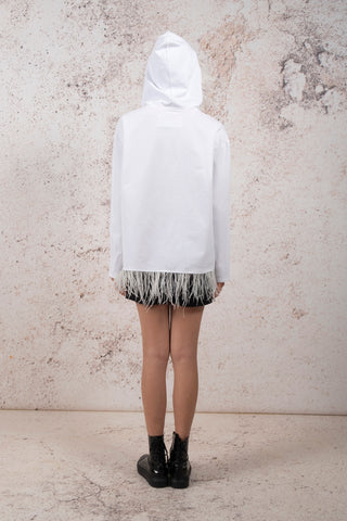 YOU SWEATSHIRT WITHOUT POCKETS AND HOODED AND FEATHER DETAILS